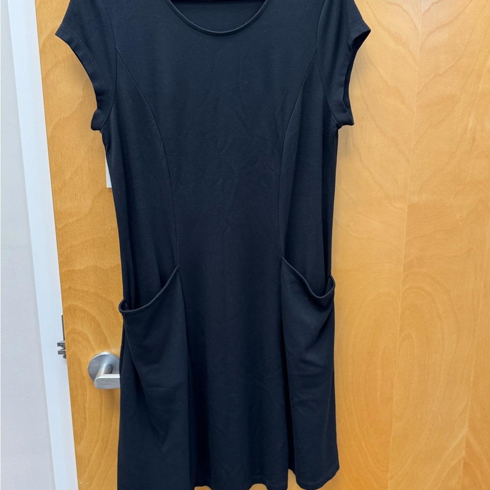 Coldwater Creek Black Pocket Knit Dress Size M Casual Minimalist - Picture 2 of 13